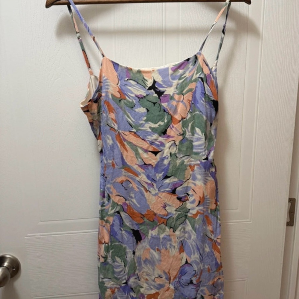 Lulu's Pastel Floral Spaghetti Strap Mini Dress